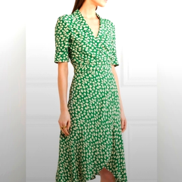 Ganni Dalton Floral Wrap Crepe Midi Dress | Size 32 - Picture 1 of 10